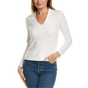 Vince Camuto Ribbed Split Neck Top